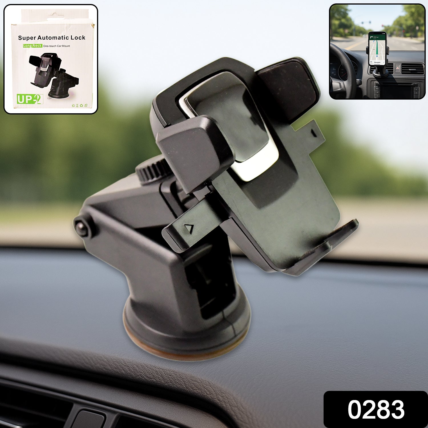 Wukusy adjustable car mount for mobile phones in multicolour, secure holder with flexible grip for driving convenience.