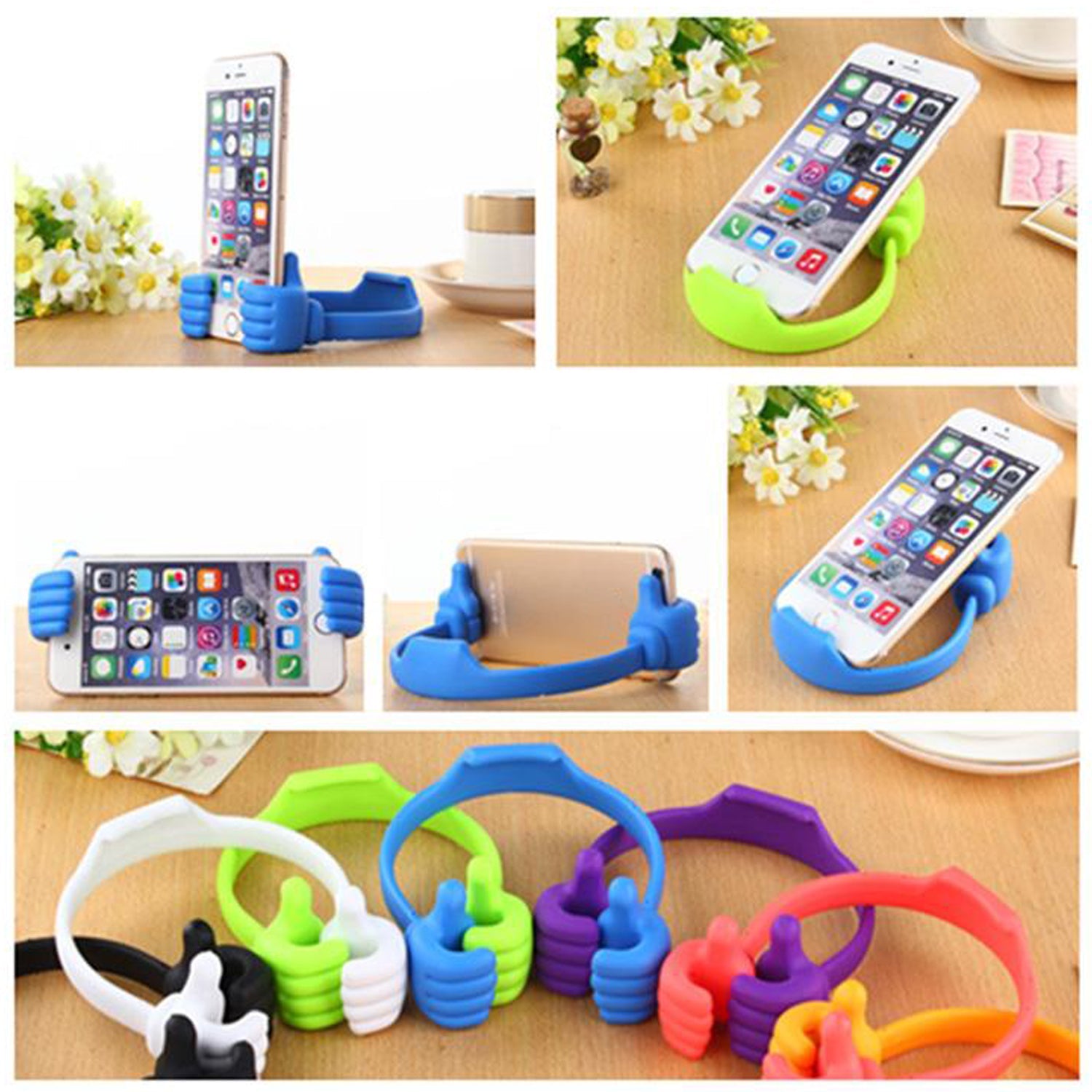 Wukusy hand-shaped mobile stand for support, suitable for household and office use, shown with colorful packaging.