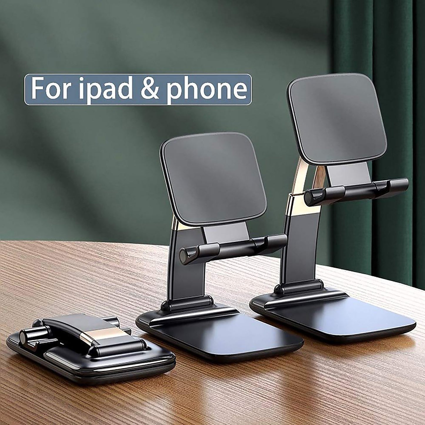 Wukusy 1286 foldable phone holder for desk, universal mobile stand, adjustable for smartphones, ideal for hands-free use.
