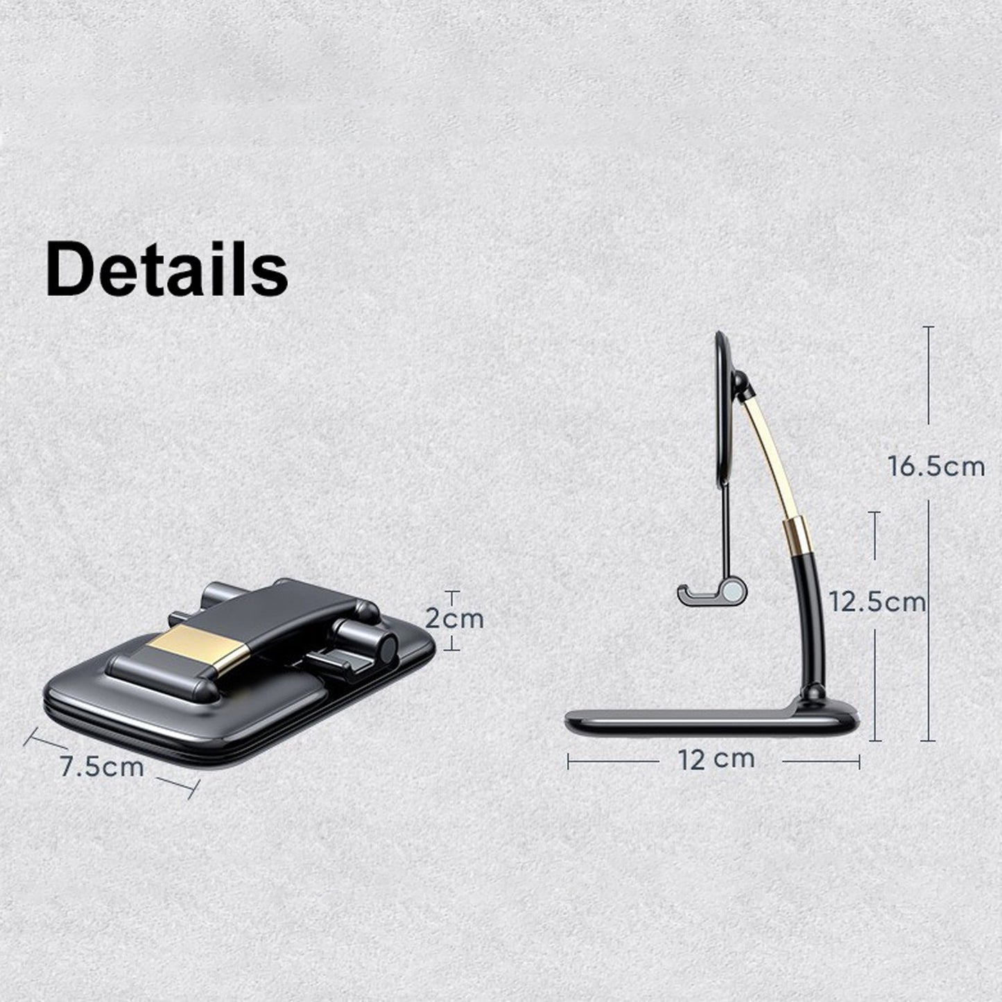 Wukusy 1286 foldable mobile phone holder stand on desk, universal adjustable mobile accessory for hands-free viewing.