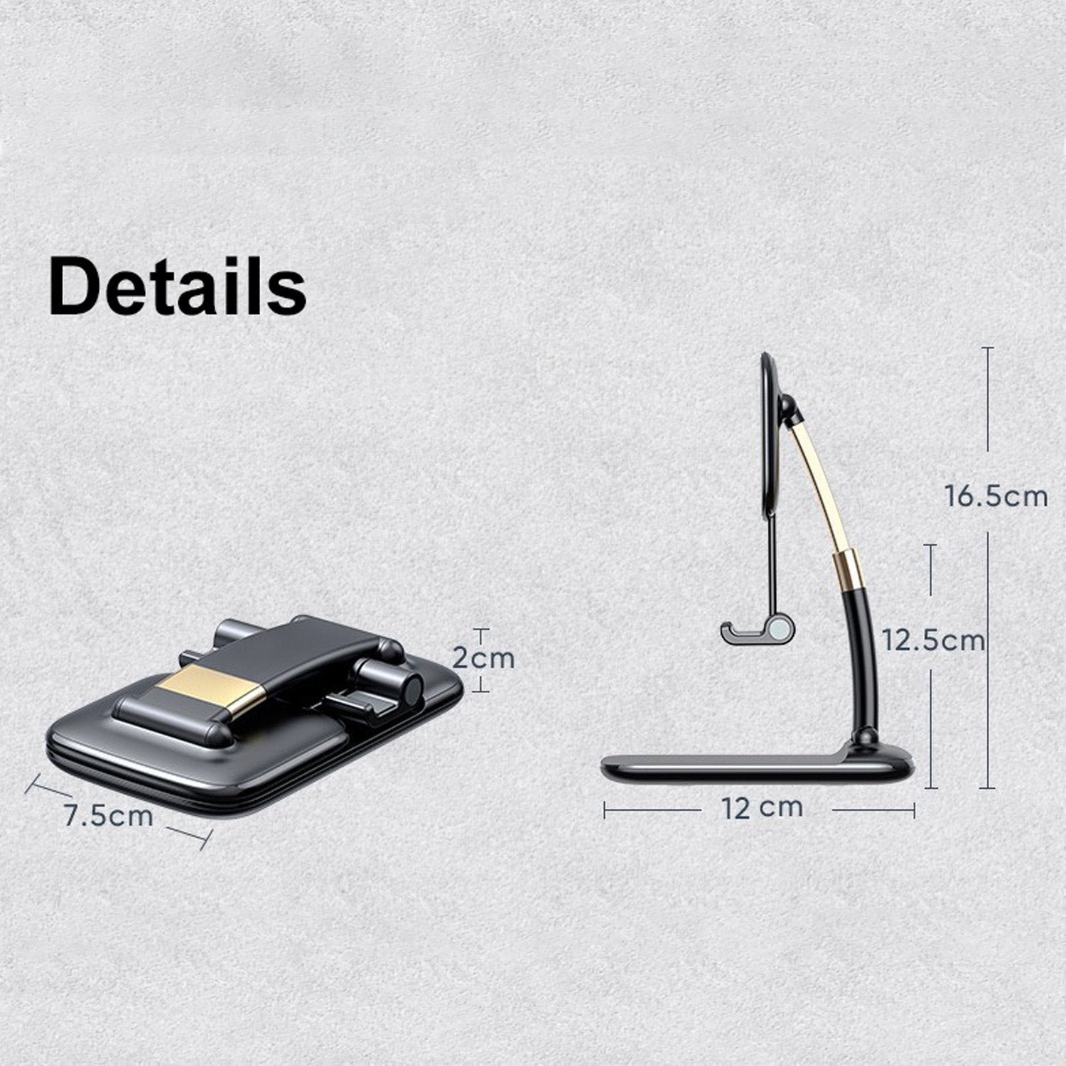 Wukusy 1286 foldable mobile phone holder stand on desk, universal adjustable mobile accessory for hands-free viewing.
