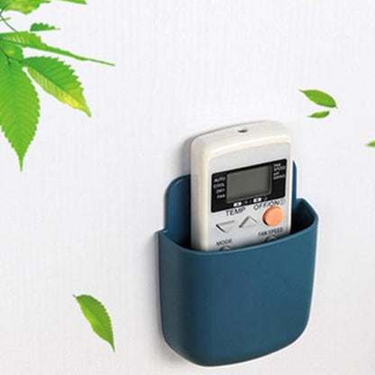 Set of four Wukusy wall-mounted storage cases with mobile phone charging ports and plug holders for organized mobile accessory storage.