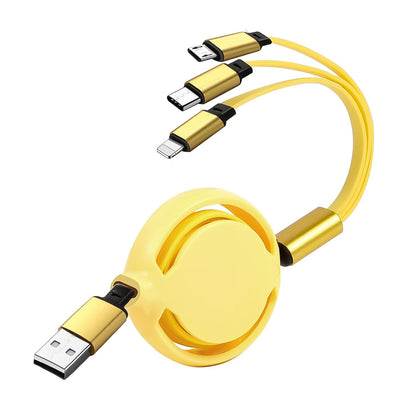 Wukusy 3-in-1 retractable charging cable in mix colors for mobile devices, featuring multiple connectors for versatile charging.