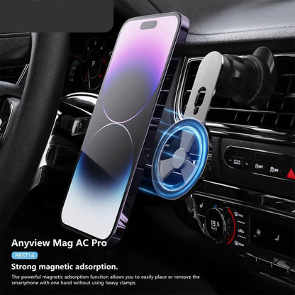 Wukusy 360° rotatable foldable air vent magnetic phone holder attached to car air vent, holding a smartphone securely.