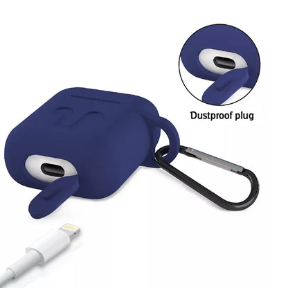 Wukusy silicone shockproof wireless headphones carrying box cover with metal keychain for mobile accessories.