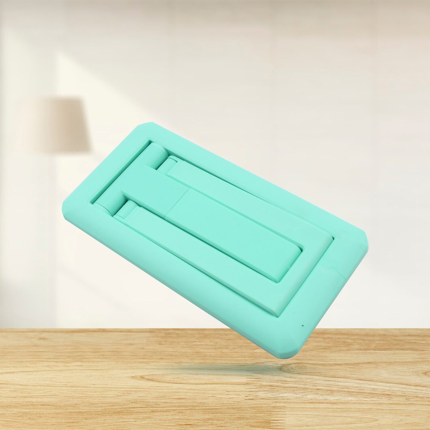Wukusy adjustable mobile phone stand with foldable design, non-slip base, suitable for all smartphones on desktop or table.
