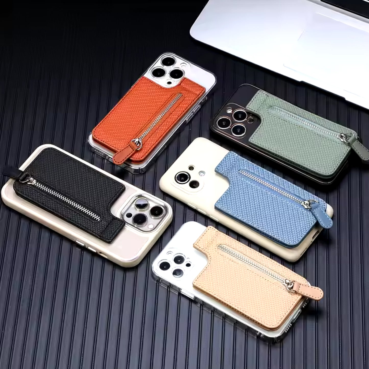 Wukusy adhesive card phone holder and wallet attachment on a smartphone, showcasing a compact mobile accessory for holding cards.