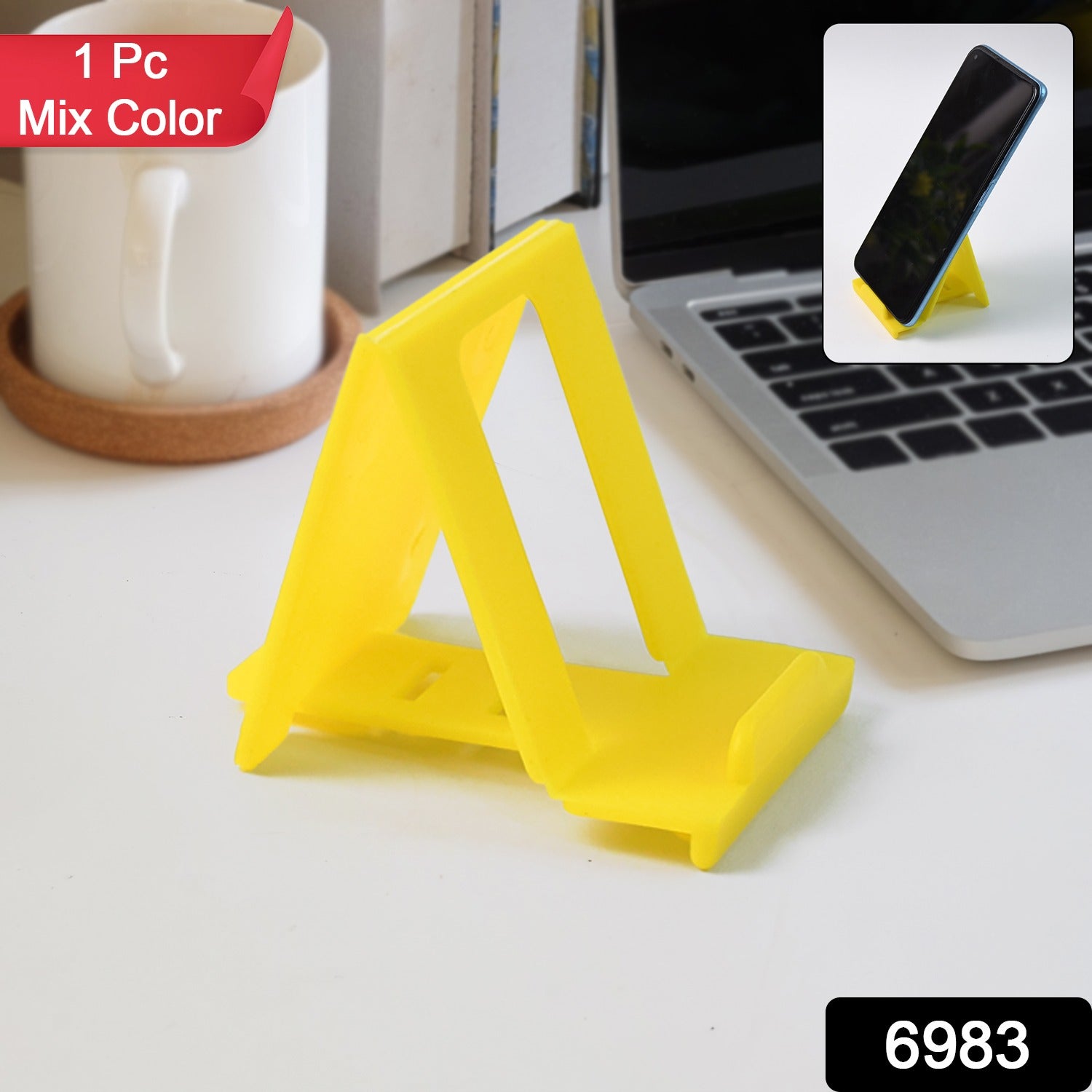 Wukusy adjustable foldable plastic mobile phone stand in mix color, versatile mobile accessory for hands-free viewing.