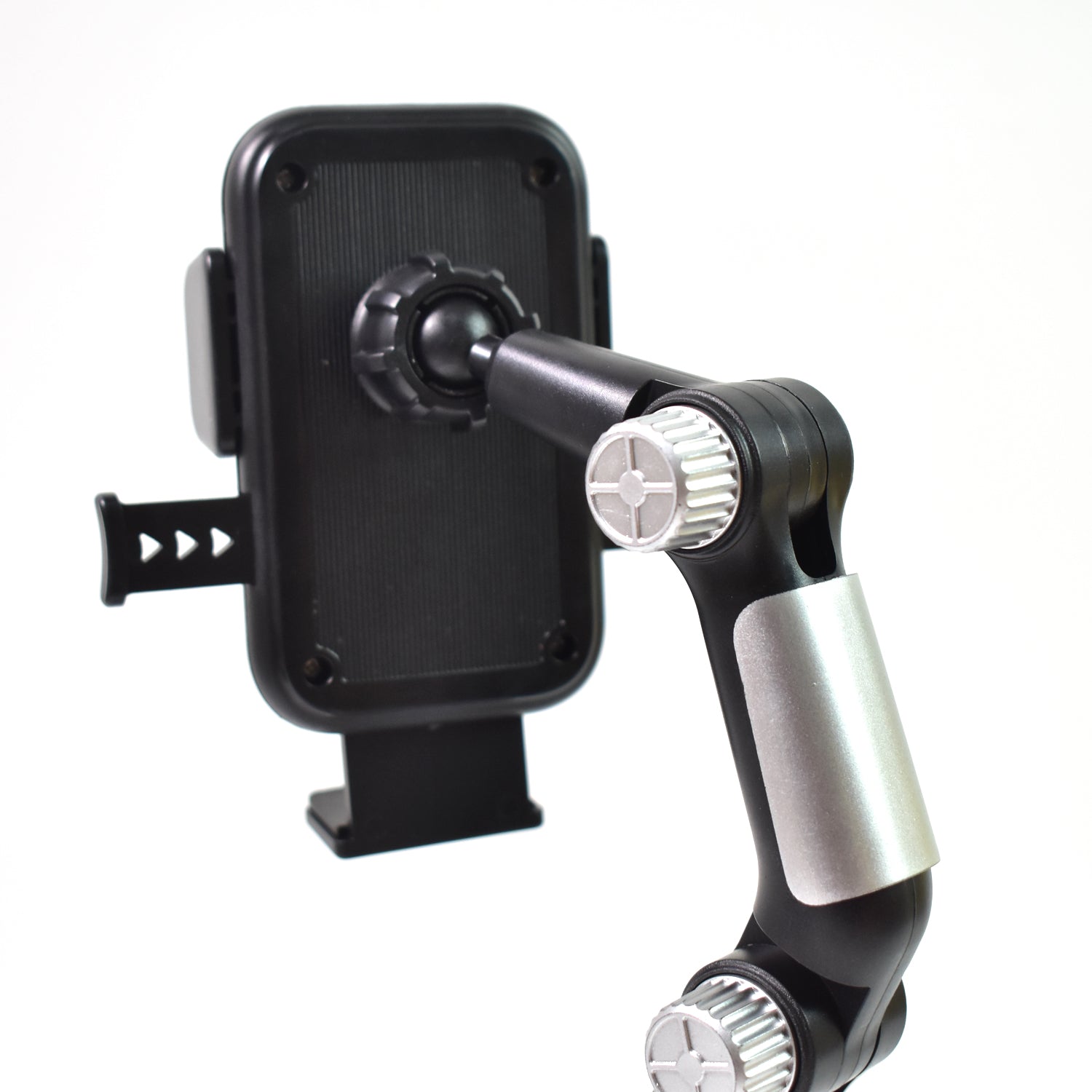 Wukusy adjustable long-arm suction cup car phone holder mounted on a vehicle dashboard holding a smartphone.