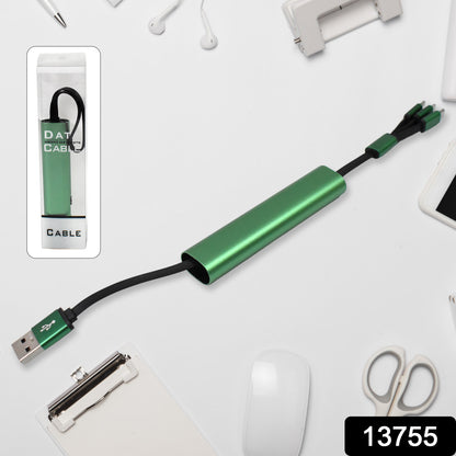 Wukusy 3-in-1 extendable charging and data transfer cable for mobile devices, shown in a close-up image with flexible design.