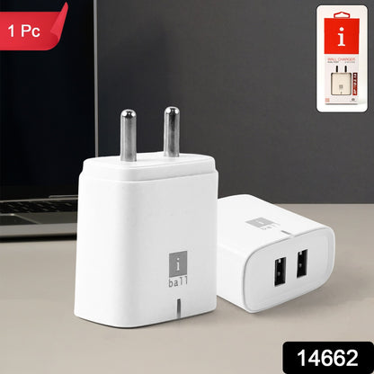 Wukusy Iball dual USB wall charger with 5V 3.1A fast charging ports, compact mobile accessories for quick device charging.