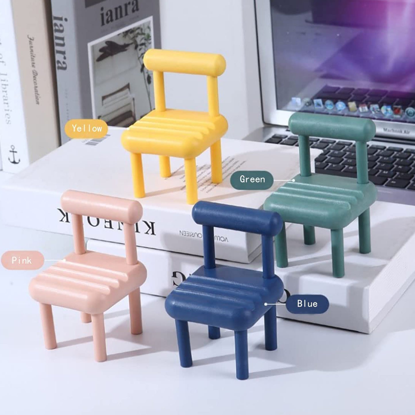 Wukusy mini chair mobile phone holder, portable smartphone stand with desktop design, compatible with all mobile phones.