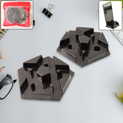 Two Wukusy multi-angle plastic mobile phone stand holders in mixed colors, showing adjustable angles for hands-free viewing.