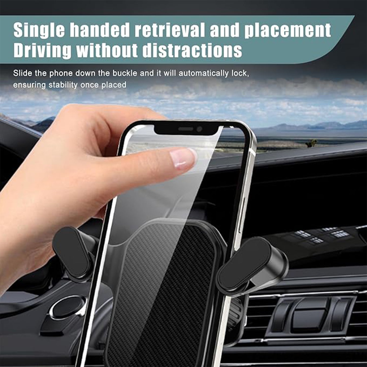 Wukusy plastic car mobile holder attached to vehicle dashboard for secure smartphone mounting.