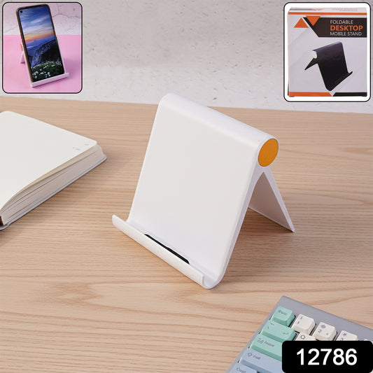 White plastic foldable desktop mobile stand by Wukusy, adjustable and compact for easy smartphone support.