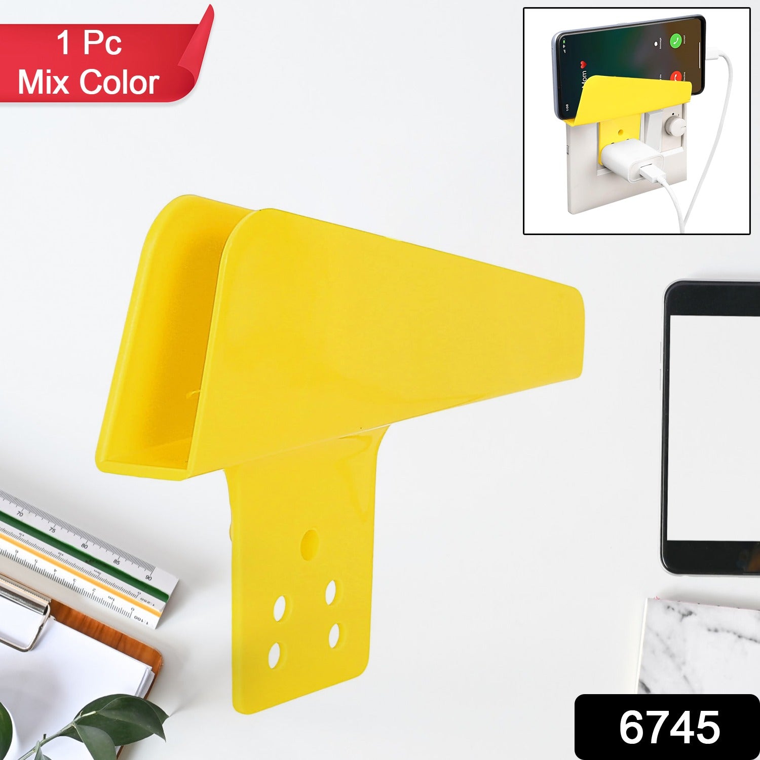 Wukusy plastic secure mobile phone charging stand holder in mixed colors, designed for easy phone support and charging access.