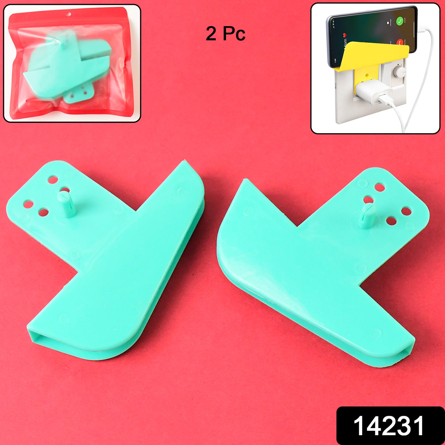 Wukusy plastic mobile phone charging stand holder in mixed colors, 2-pack, secure and adjustable for convenient device charging.
