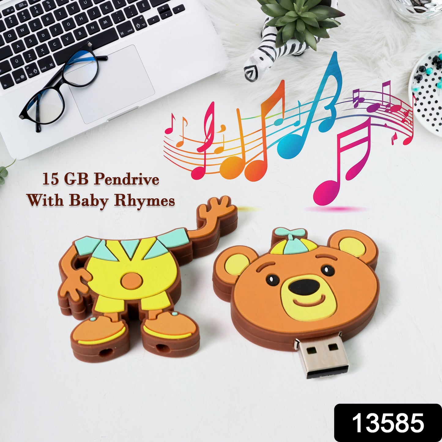 Wukusy portable cartoon-shaped silicone USB pen drive with 15GB storage, featuring baby rhymes song, for mobile accessories.