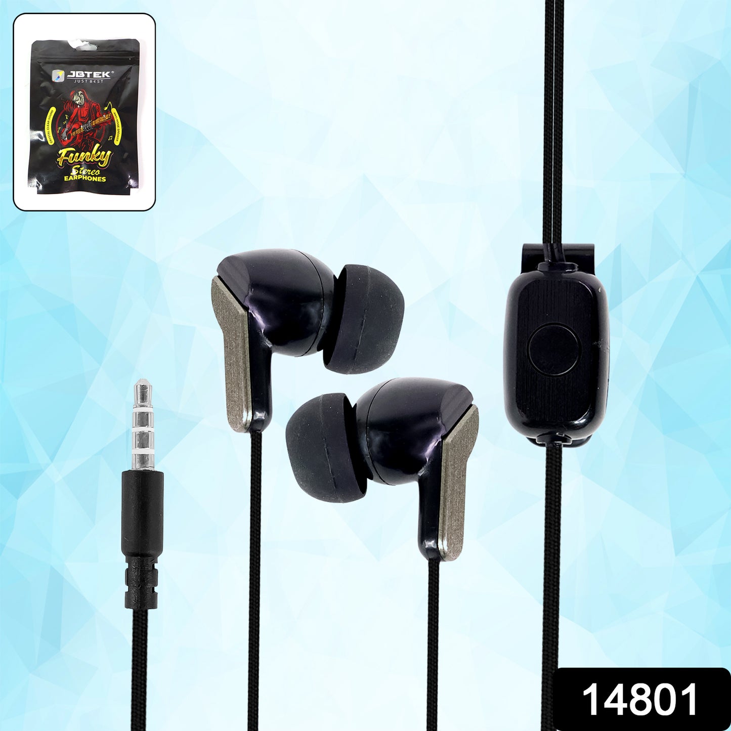 Wukusy premium wired stereo in-ear earphones for mobile devices, featuring sleek design and in-line remote control.