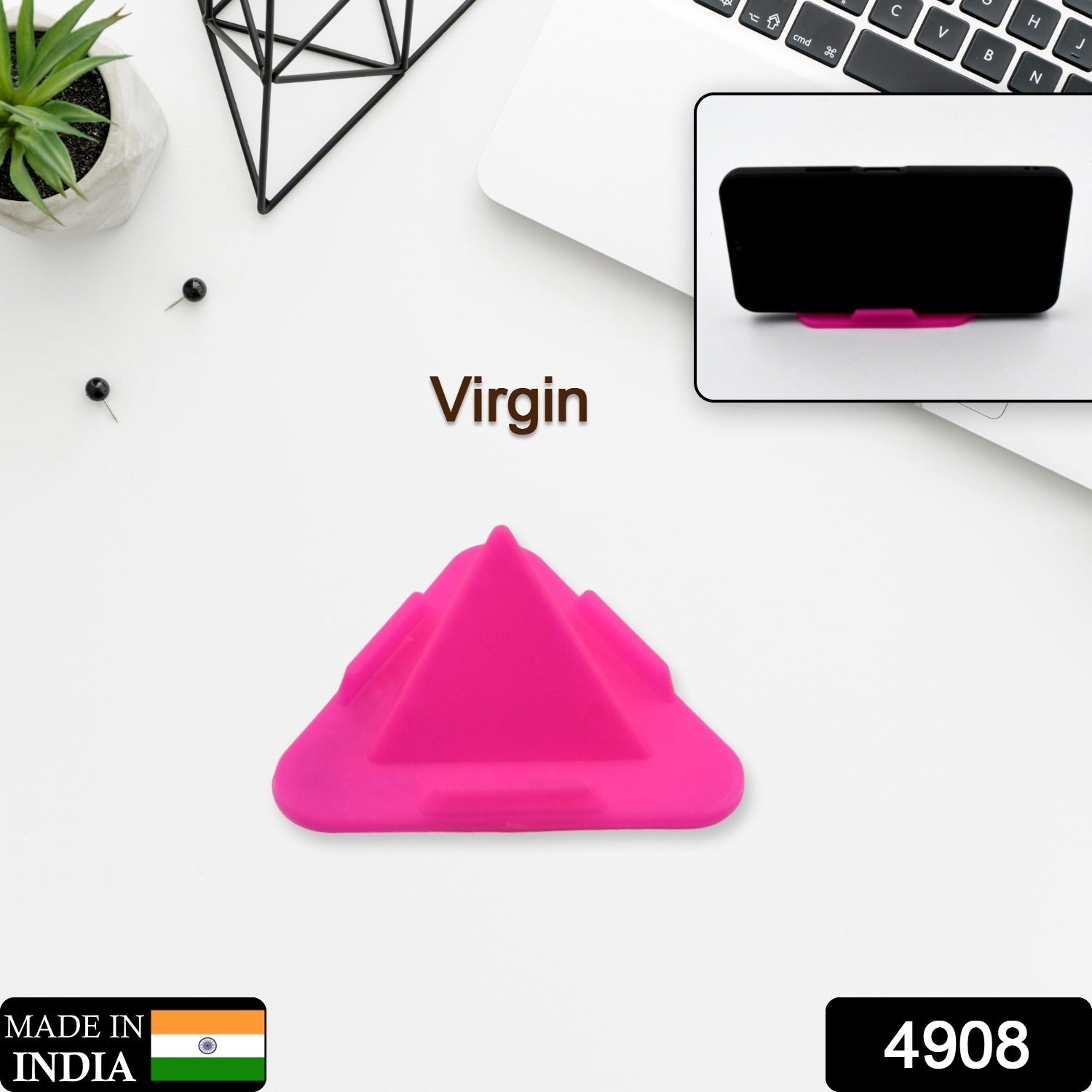 Wukusy Pyramid Mobile Stand with three inclined angles, adjustable smartphone holder for hands-free viewing and stability.