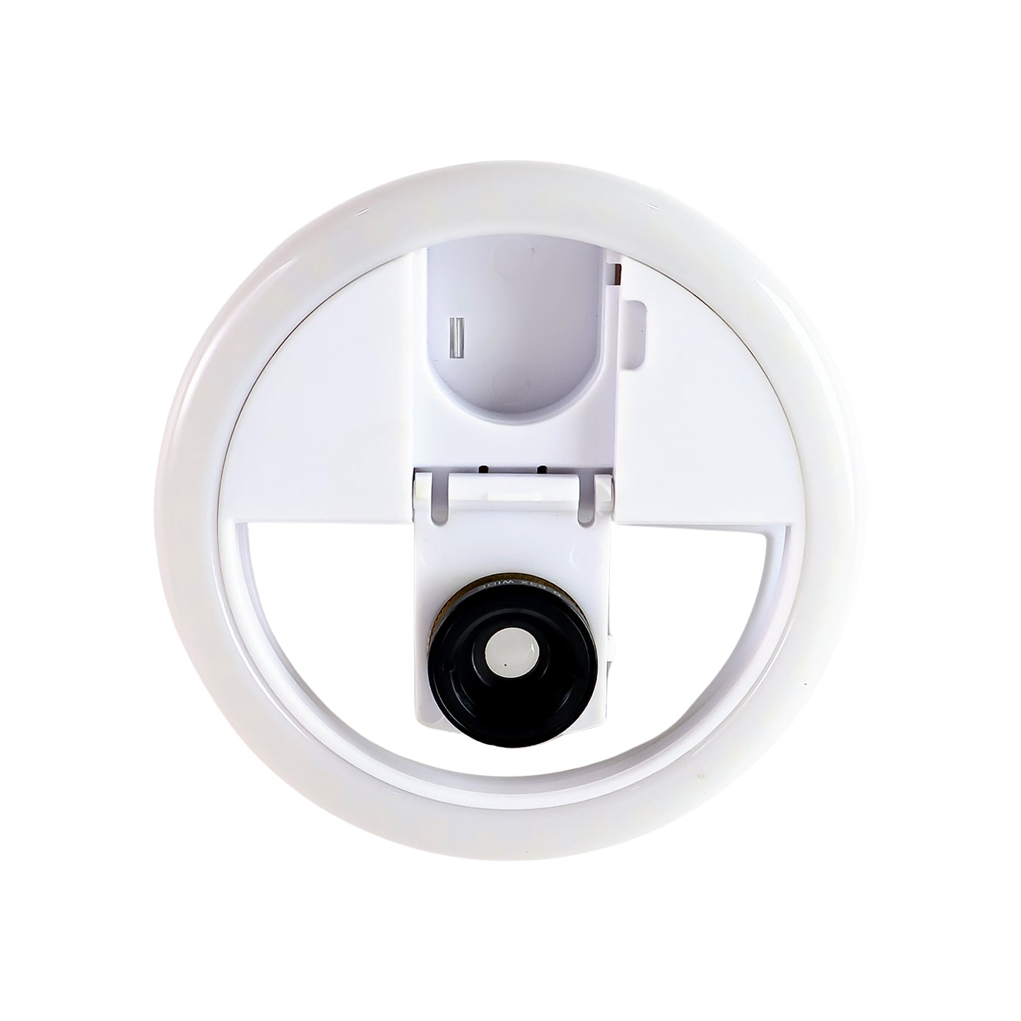 Wukusy selfie flash ring light with three brightness levels attached to a mobile phone for enhanced photo lighting.