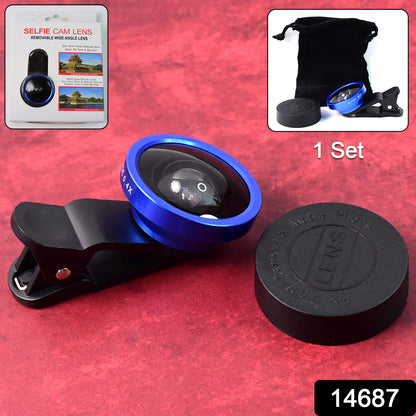Wukusy universal clip-on selfie camera lens set attached to a smartphone for enhanced mobile photography.