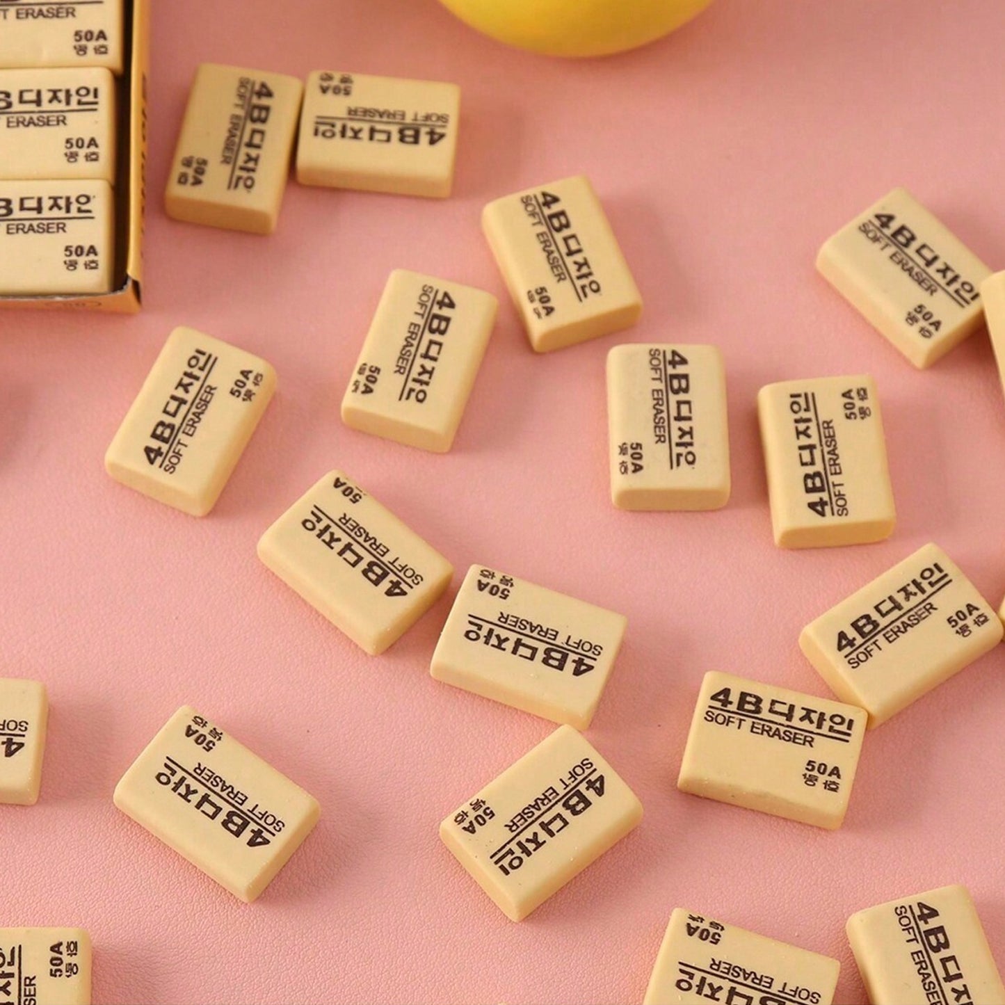 Wukusy 4B erasers pack with 30 yellow pencil erasers for kids, ideal for school and office use, featuring durable rubber material.