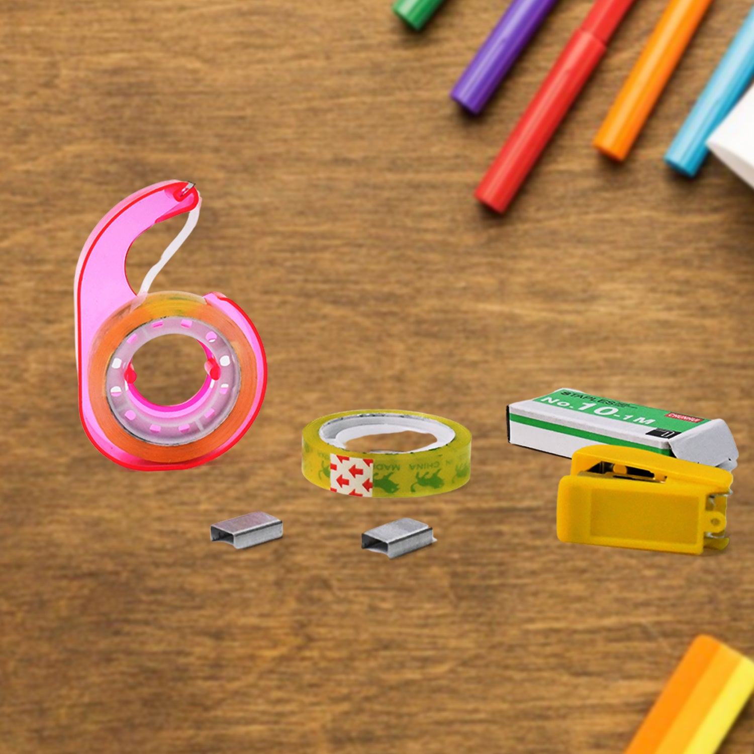 Wukusy 5-in-1 office stationery tools set including sealing, cutting, and writing tools in a compact carton box for school, office, or home use.