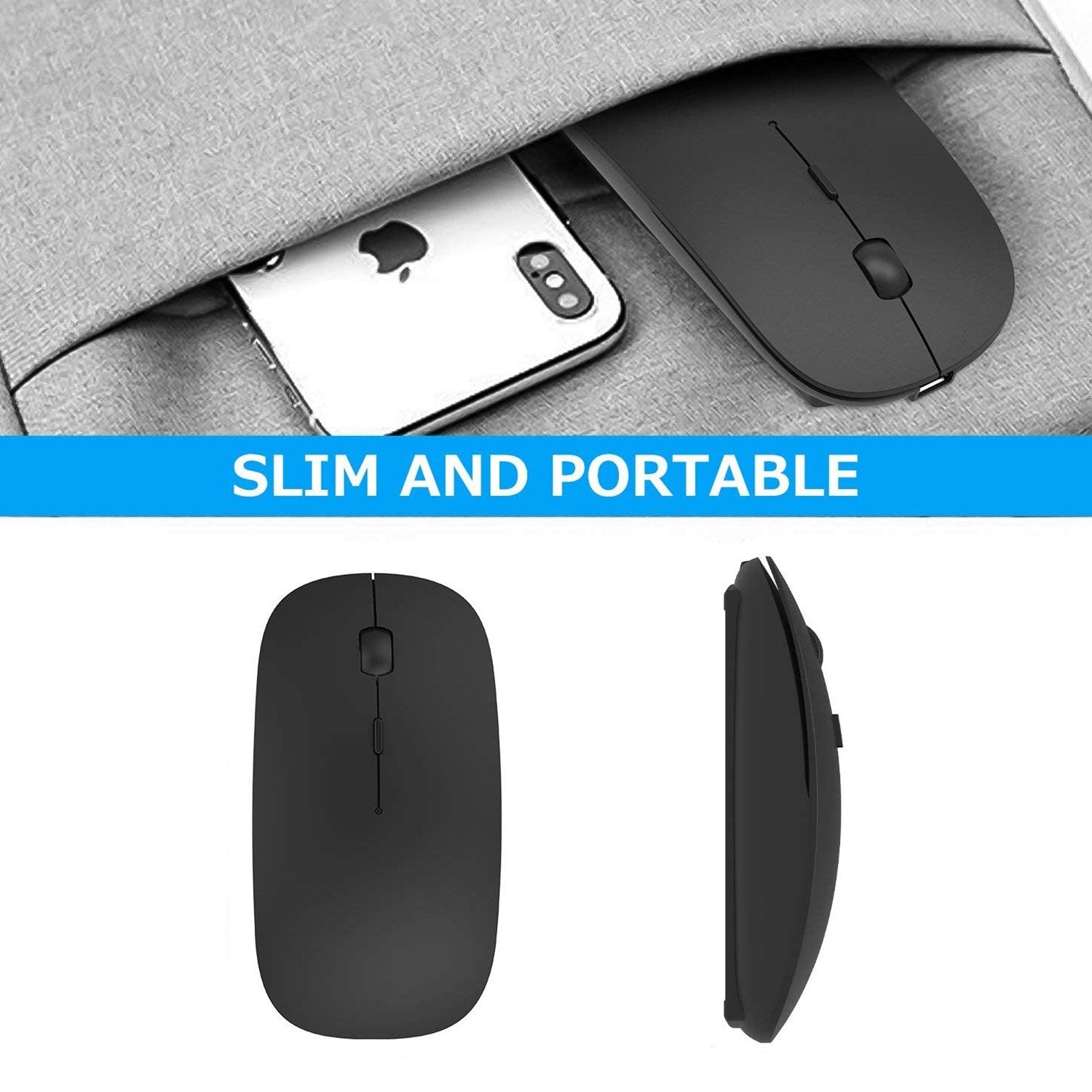 Wukusy wireless office mouse for laptop, PC, Mac, and iPad Pro, shown on a clean workspace with a sleek design.