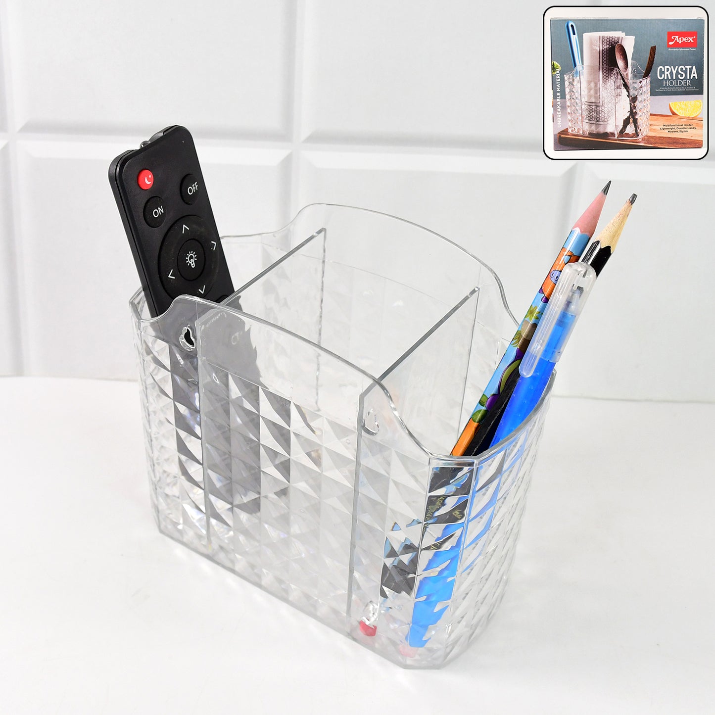 Wukusy Apex Crysta multipurpose office organizer holder with compartments for desk supplies and stationery.