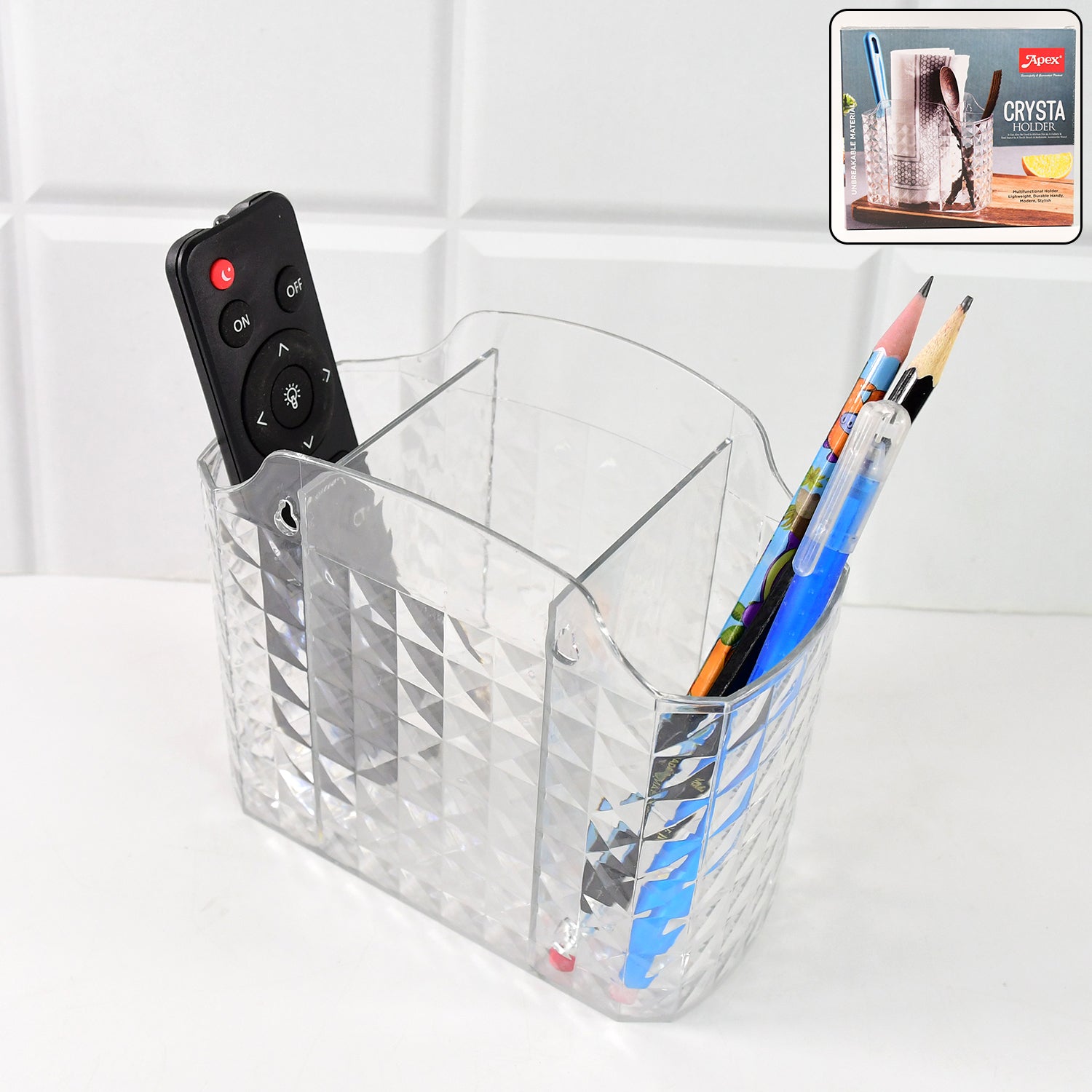 Wukusy Apex Crysta multipurpose office organizer holder with compartments for desk supplies and stationery.