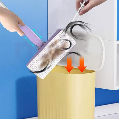 Wukusy automatic mini mop with push-pull cloth changing handle, ideal for office cleaning, featuring a compact design and easy use.