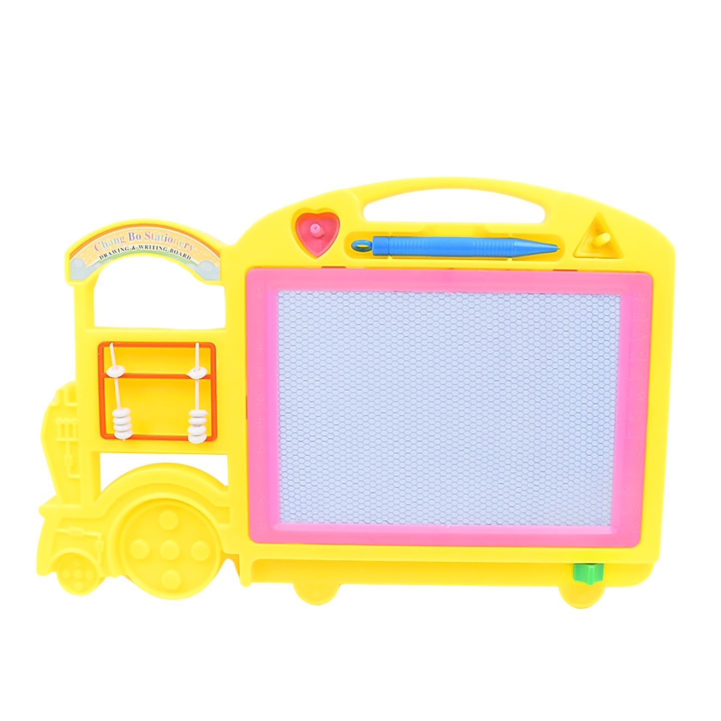 Wukusy bus-shaped drawing and writing slate board for kids, 32x21 cm, used for educational and creative activities.