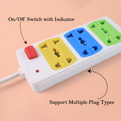 Wukusy compact 3-socket universal extension board for office use with multiple power outlets and safety features.