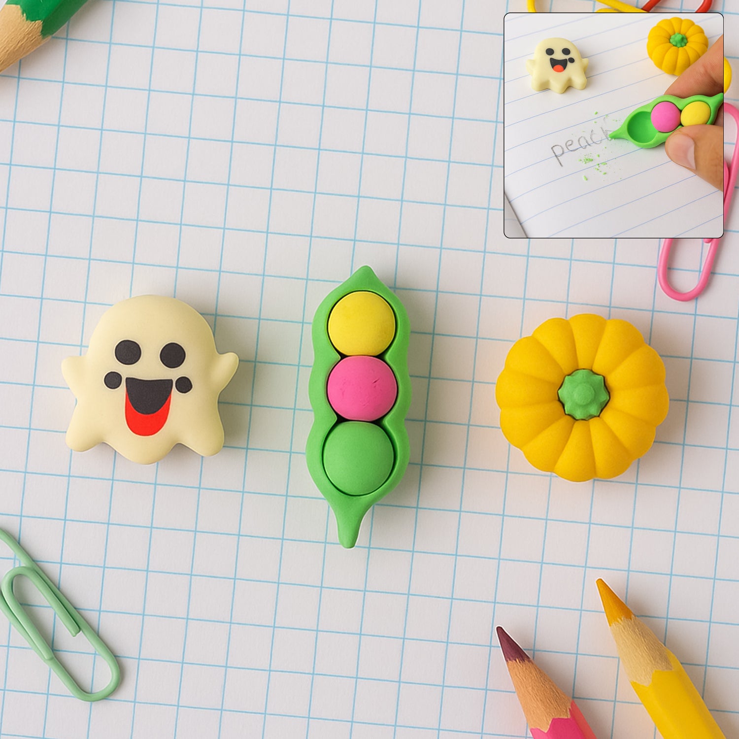 Wukusy cute cartoon eraser, office accessory, featuring colorful mixed design, perfect for school or desk use