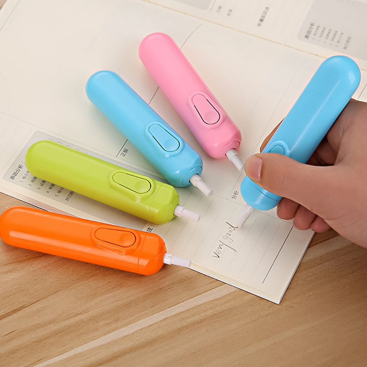 Wukusy electric eraser kit with automatic battery-operated pencil eraser and 12 refill erasers for office use