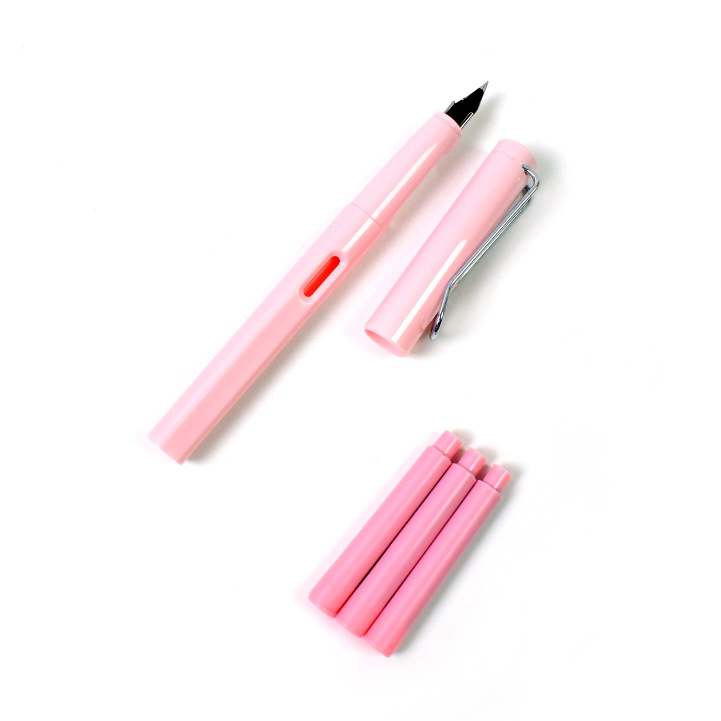 Wukusy Fountain Blue Pen with 3 refills, office writing instrument, sleek design, and smooth ink flow for professional use.