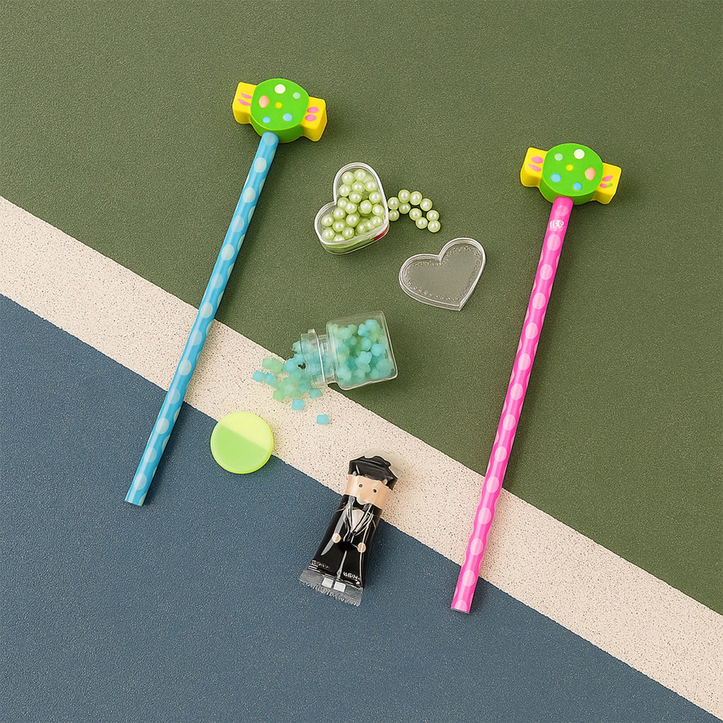 Wukusy fun candy design pencil set with colorful accessories, ideal for office use, featuring playful, vibrant stationery items.