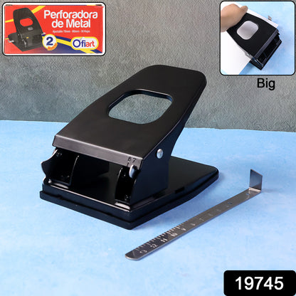Wukusy heavy-duty metal 2-hole paper punch machine for office use, shown in a set of two, durable and professional office accessory.