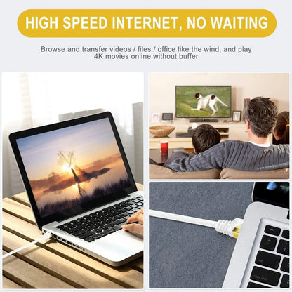 Wukusy high-speed LAN Ethernet cable in white, 2 meters long, ideal for office internet connections and network setups.