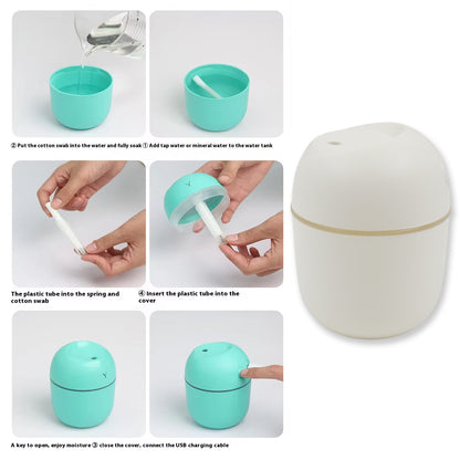 Wukusy office humidifier with plastic body, aromatherapy feature, 220ml capacity, compact design for household use.