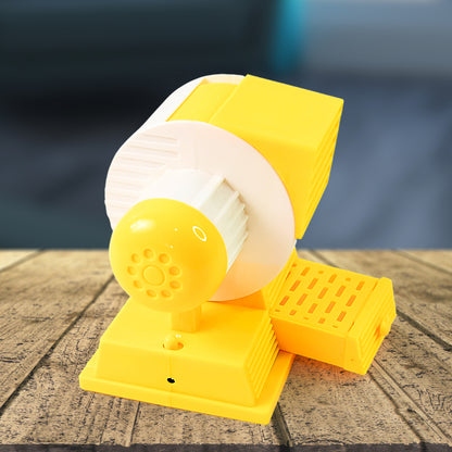 Wukusy mini dual-blade portable USB table fan on office desk providing cool air in a compact design