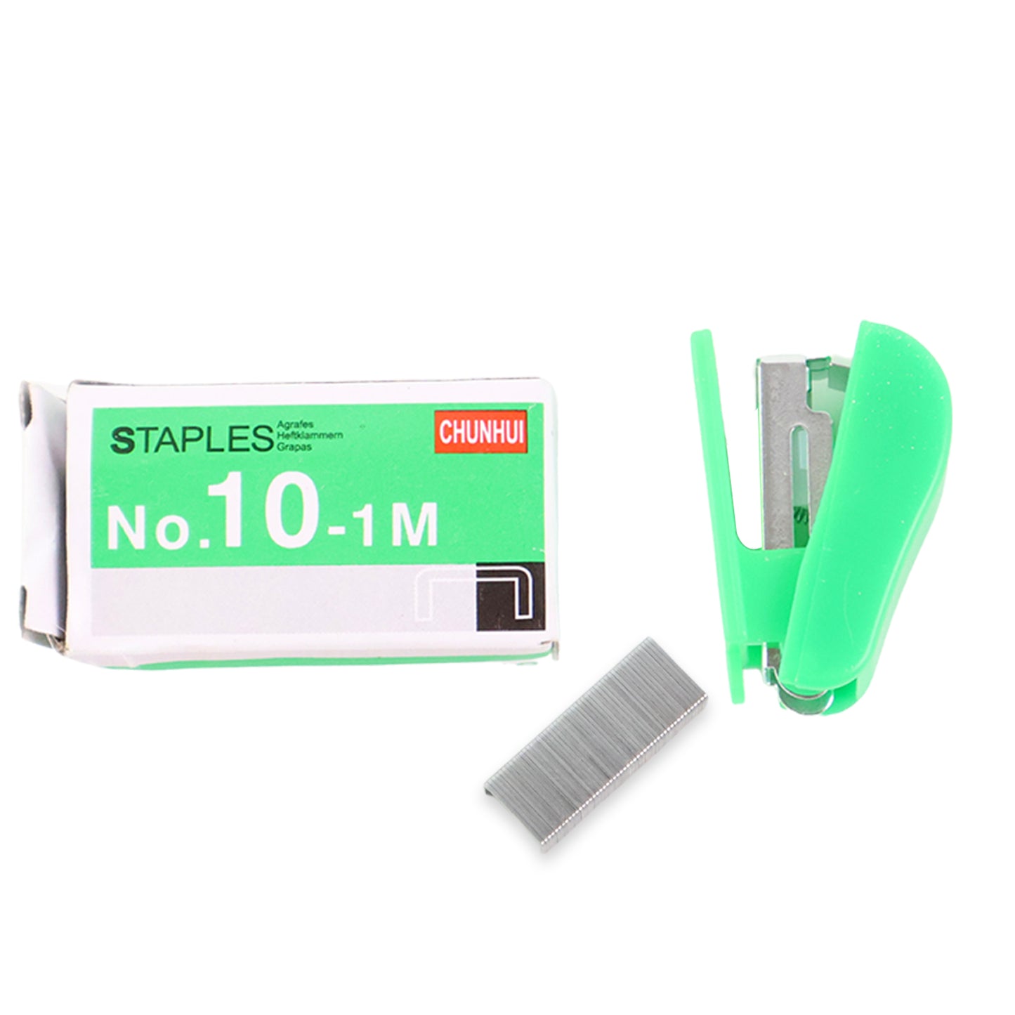 Wukusy office mini stapler with one strip of staples, compact and portable for quick paper fastening.