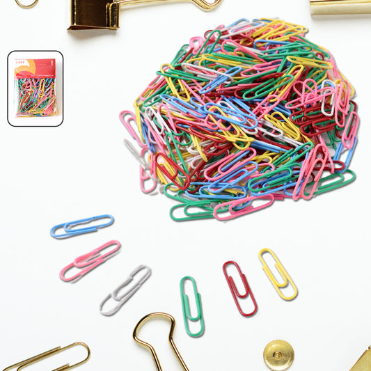 Set of multicolor-coated paper clips from Wukusy, 250-piece office supply for organizing papers and documents.