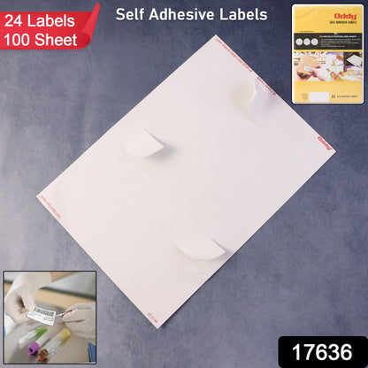 Wukusy Oddy self-adhesive labels on A4 sheets, 24 labels per sheet, 100 sheets with 2400 labels, ideal for office organization