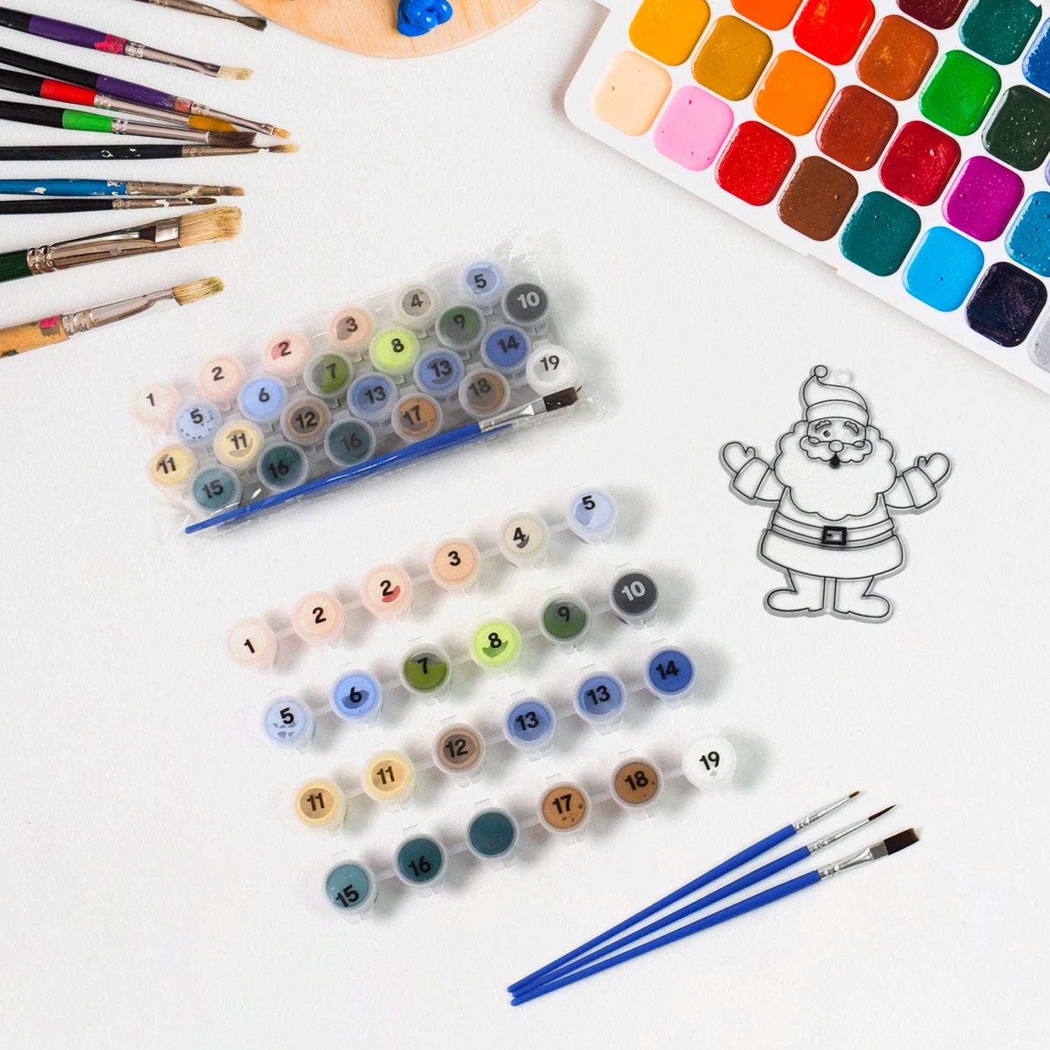 Wukusy Paint By Number Kits 2 set with 19 color numbers and 6 paint brushes, designed for office or creative projects.