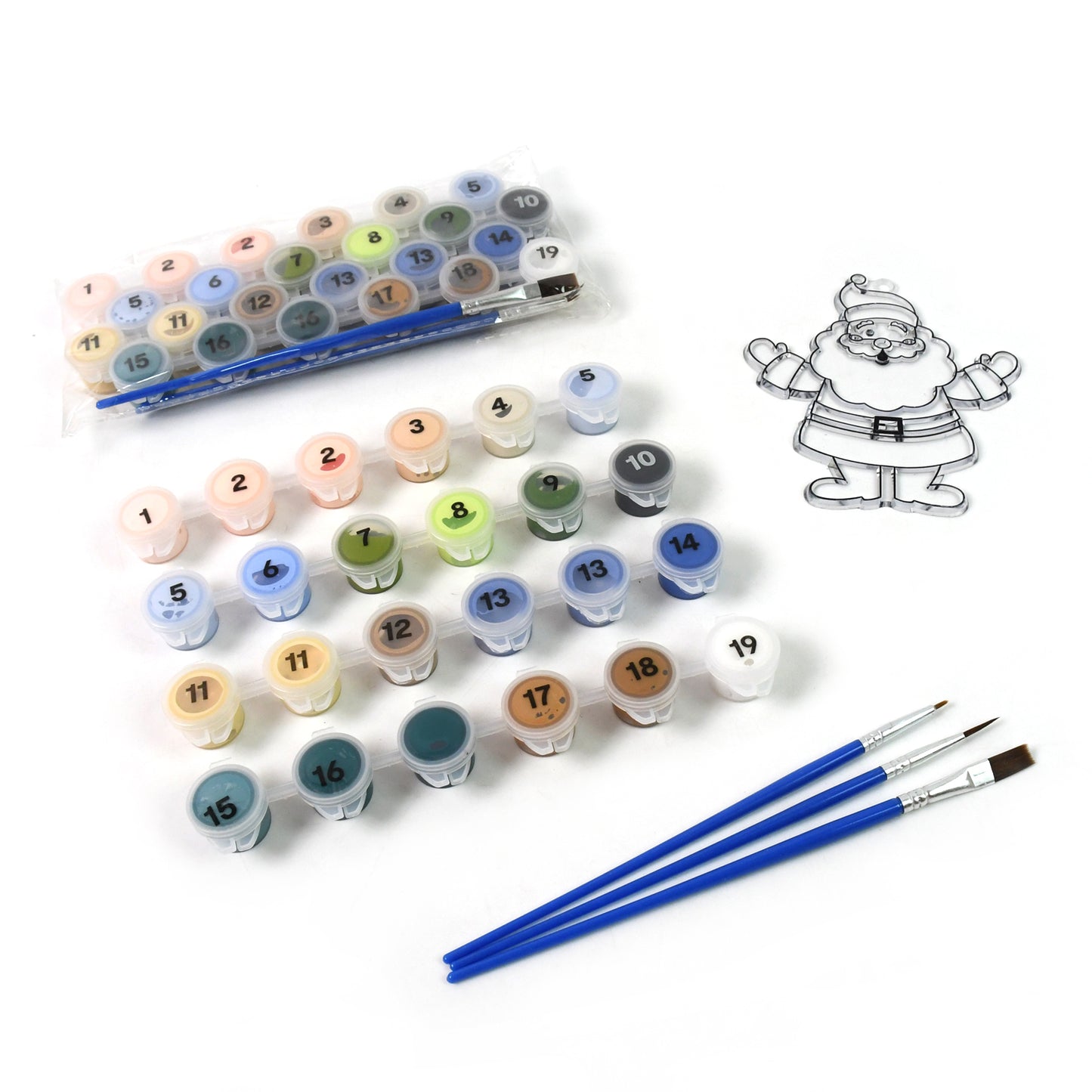 Wukusy Office Paint By Number Kits 2 set with 19 color numbers and 6 paint brushes for creative art projects.