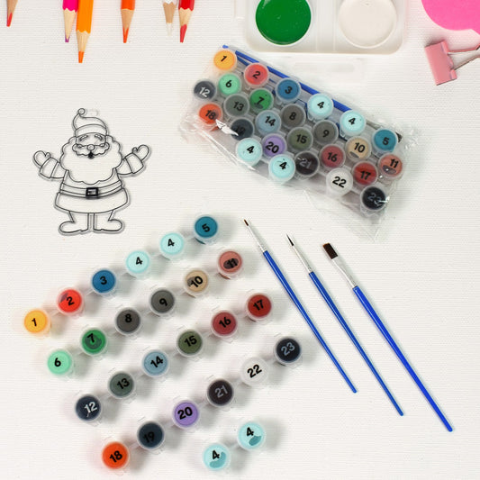 Wukusy paint by number kits, 2 set with 24 colors and 6 paint brushes, ideal for office art projects and creative activities.