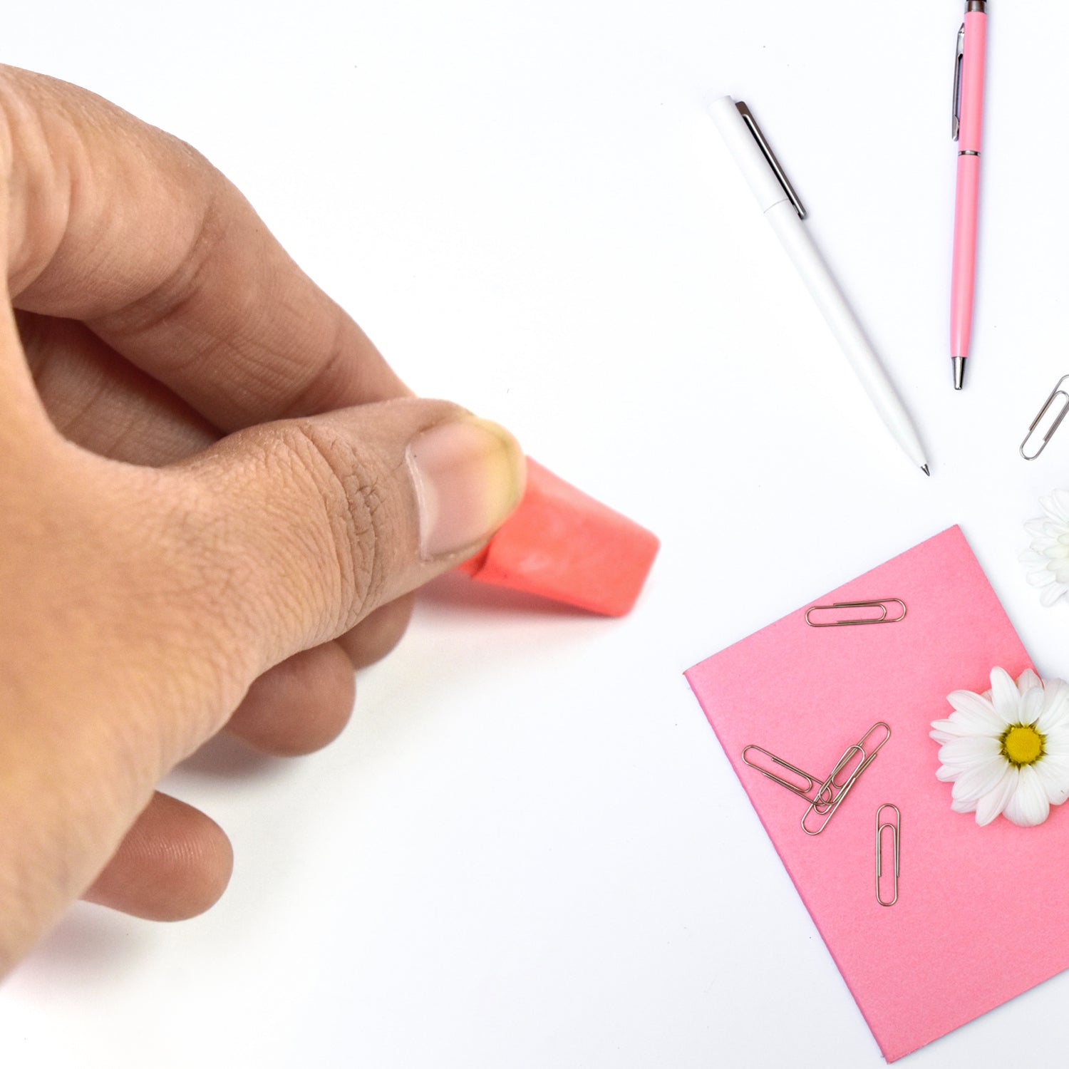 Wukusy office pencil top eraser with colorful mixed design, designed for erasing pencil marks easily.