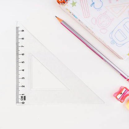 Wukusy plastic geometry set with triangle ruler, protractor, and straight rulers for office and school use.
